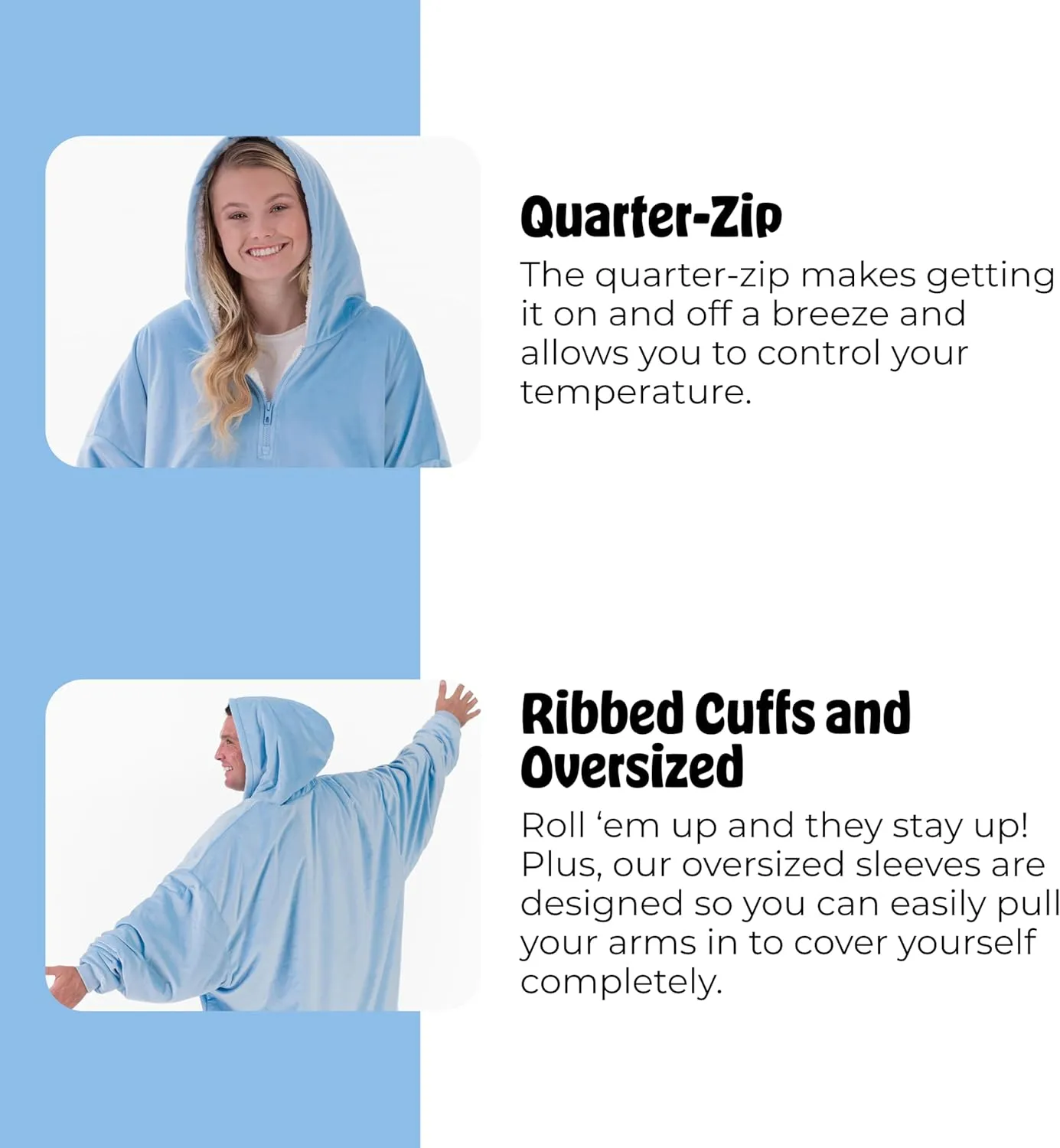 THE COMFY Original | Sherpa Lined Microfiber Fleece Wearable Blanket, Oversized Design with Hood and Pocket from Shark Tank