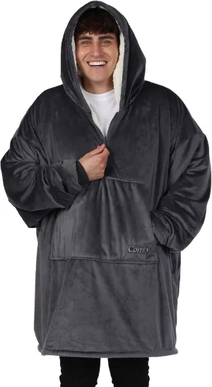 THE COMFY Original | Sherpa Lined Microfiber Fleece Wearable Blanket, Oversized Design with Hood and Pocket from Shark Tank