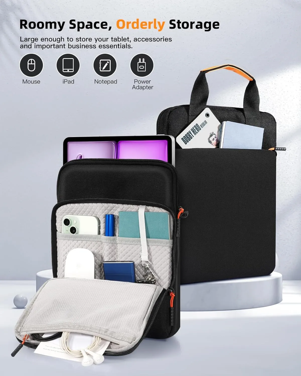 TiMOVO 13 Inch Tablet Handbag with Shoulder Strap for iPad Air 13" M3 2025, iPad Pro 13", iPad Pro 12.9", Galaxy Tab S9 Plus/S10 /S10 Plus/S9 FE /S9 FE Plus 12.4", Remarkable Paper Pro 11.8", Black