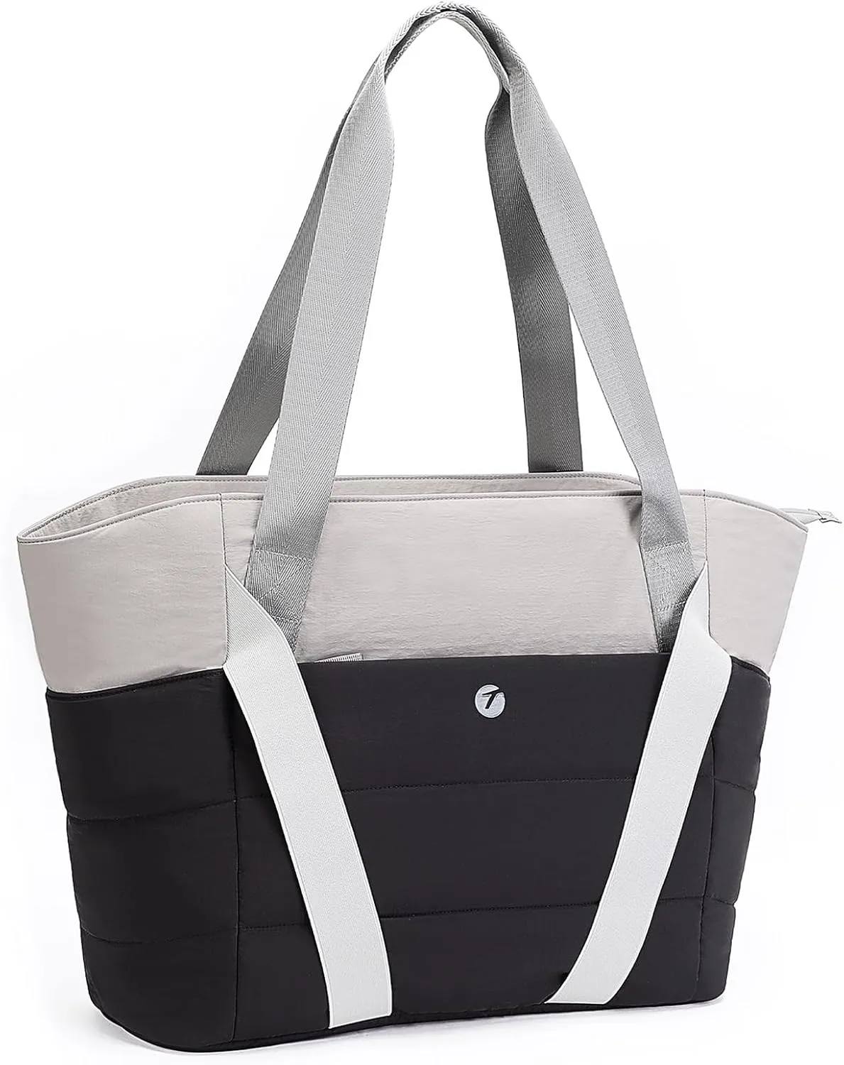 TINYAT Quilted Tote Bag for Women Puffer Duffle Bag with Yoga Mat Strap Zipper Travel Bag Large Yoga Gym Tote for Work, Sport