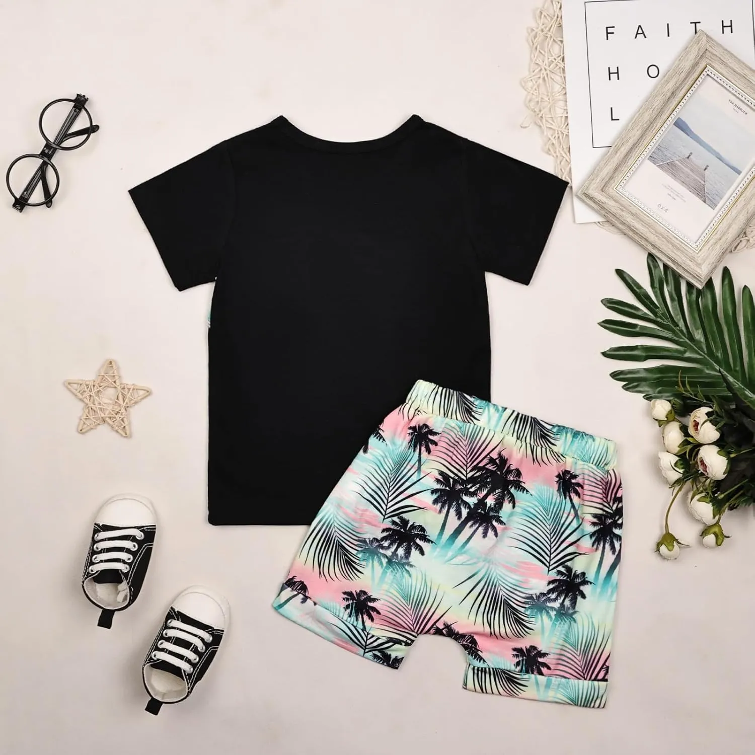 Toddler Baby Boy Clothes Summer Holiday Style Outfits Short Sleeve Top T-Shirt & Pocket Pant Set 12 Months-4 Years old