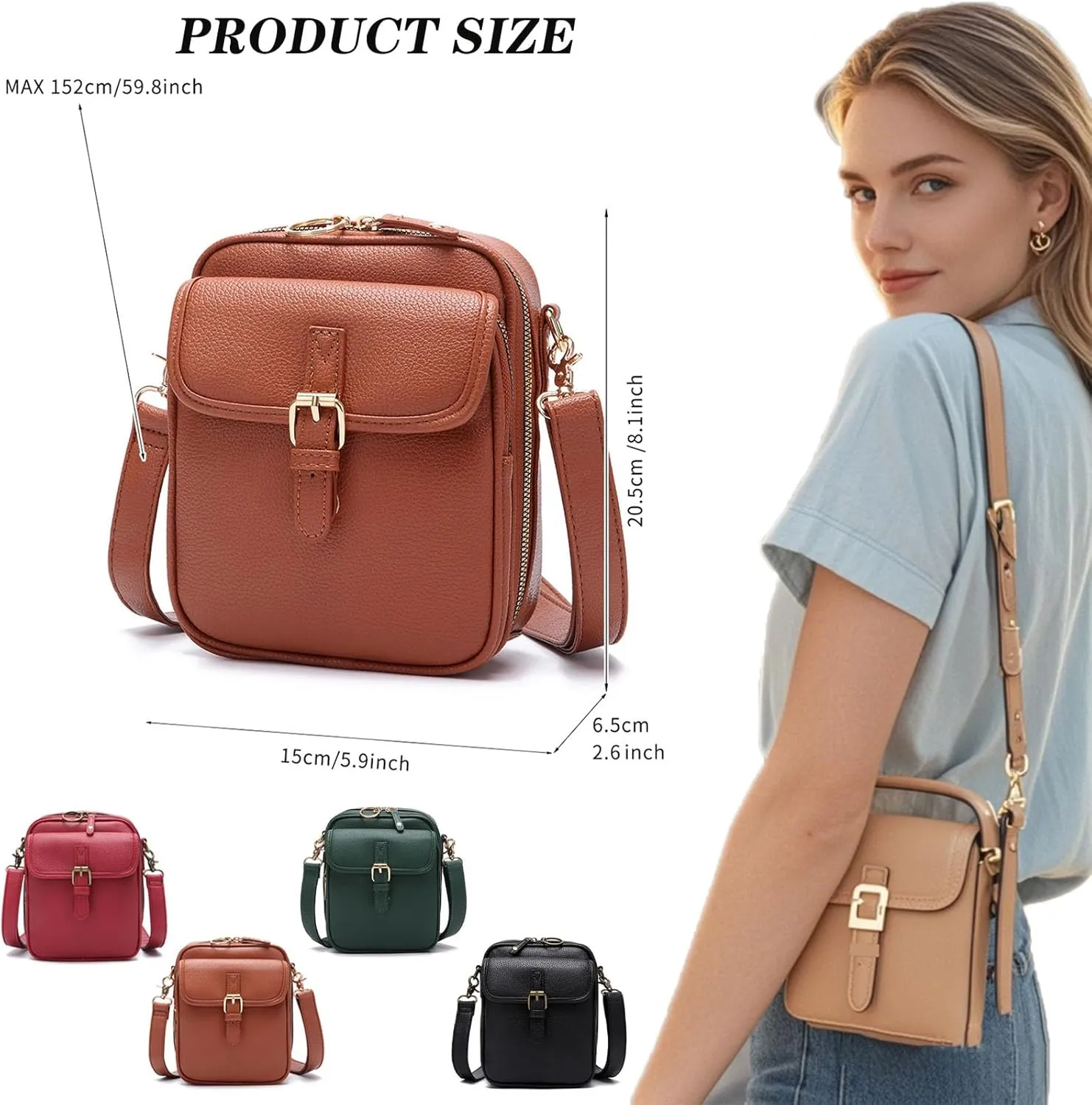 Tojoyride Crossbody Bags, Urvashi Crossbody Bag, Vintage Anti Theft Small Crossbody Purse Leather Shoulder Travel Bag