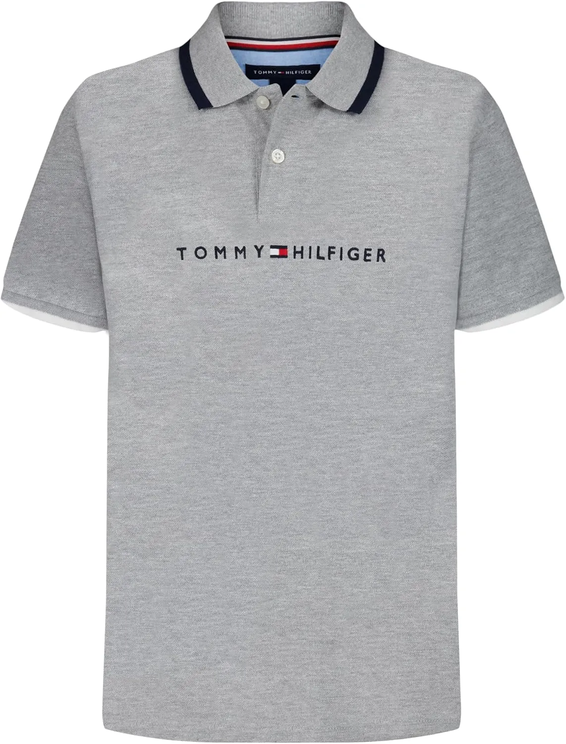 Tommy Hilfiger Boys' Short Sleeve Premium Pique Polo Shirt, Button Closure, Soft & Comfortable