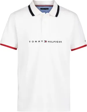 Tommy Hilfiger Boys' Short Sleeve Premium Pique Polo Shirt, Button Closure, Soft & Comfortable