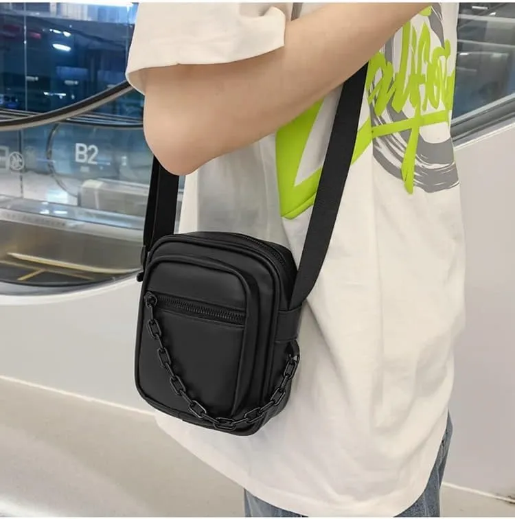 Tooe Grunge Punk Mini Crossbody Bag Emo Japanese Aesthetic Messenger Bag Harakuju Gothic Alt Shoulder Bag Y2k Hippie Purse (Black,One size)