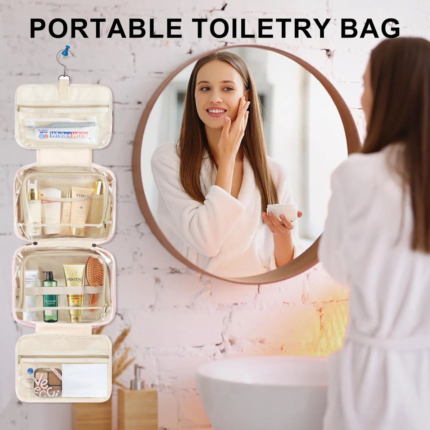 TOPEAST Travel Hanging Toiletry Bag Initial Makeup Bag for Women Teen Girls - Birthday Gifts for Women Teen Girls, Gifts for Daughter Sister Friends Mom Her - Letter A, Blue