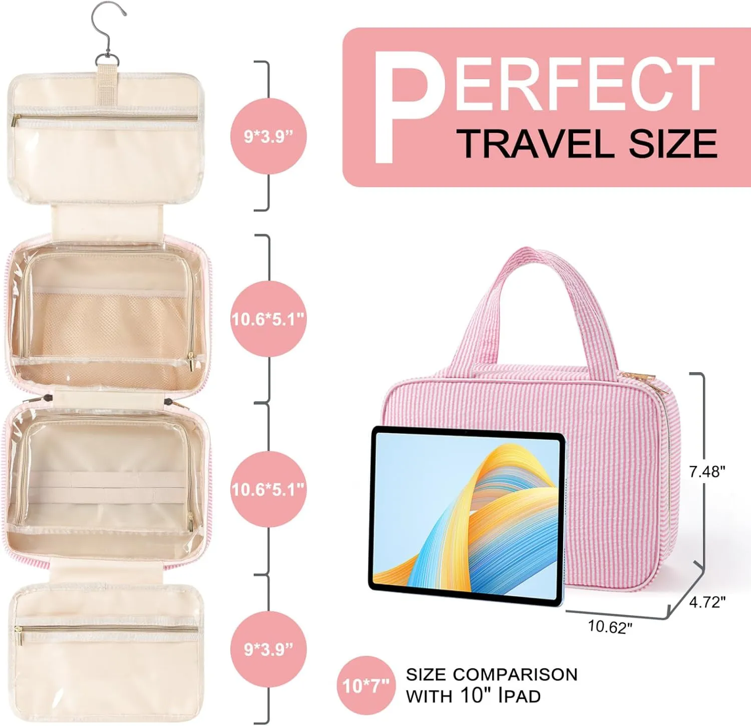 TOPEAST Travel Hanging Toiletry Bag Initial Makeup Bag for Women Teen Girls - Birthday Gifts for Women Teen Girls, Gifts for Daughter Sister Friends Mom Her - Letter A, Blue