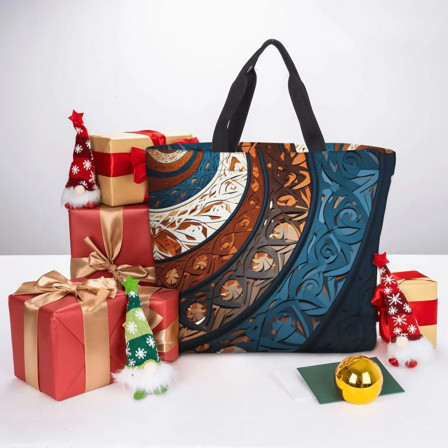 Tote Bag for Women Grocery Bag Reusable Shopping Bag Sugar Skull Rose Handbag Foldable Shoulder Bag