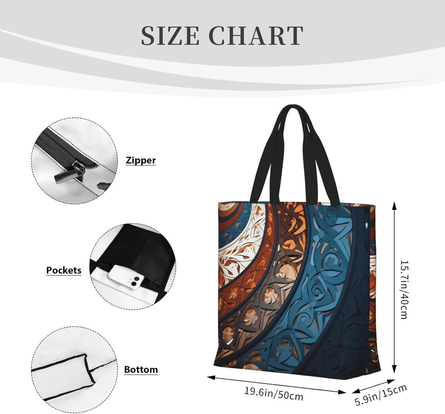 Tote Bag for Women Grocery Bag Reusable Shopping Bag Sugar Skull Rose Handbag Foldable Shoulder Bag