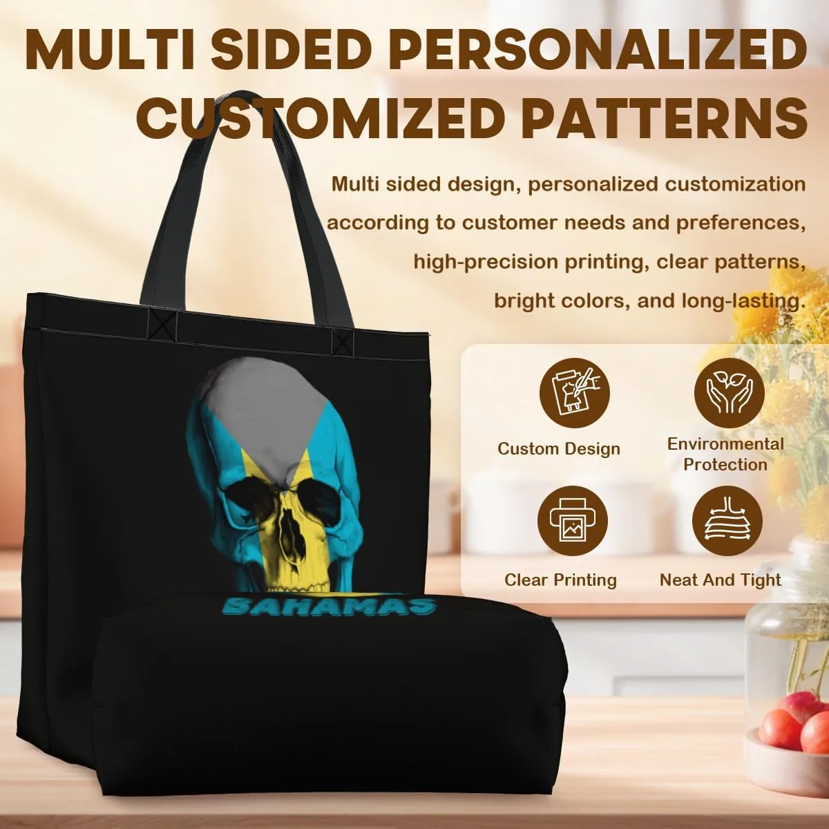 Tote Bag for Women Men Large Reusable Beach Shoulder Bags With Zipper for Gym Shopping Travel Gifts Yoga