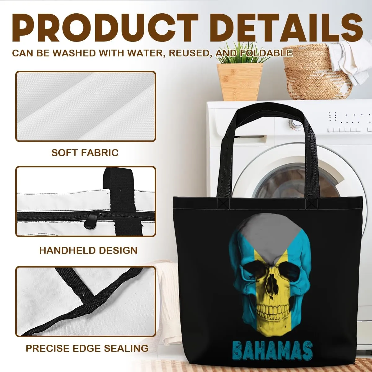 Tote Bag for Women Men Large Reusable Beach Shoulder Bags With Zipper for Gym Shopping Travel Gifts Yoga