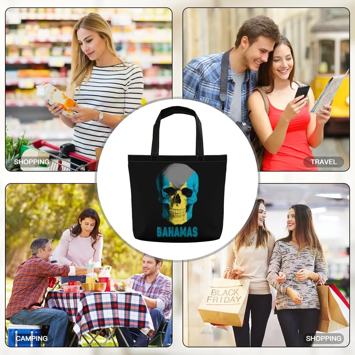 Tote Bag for Women Men Large Reusable Beach Shoulder Bags With Zipper for Gym Shopping Travel Gifts Yoga