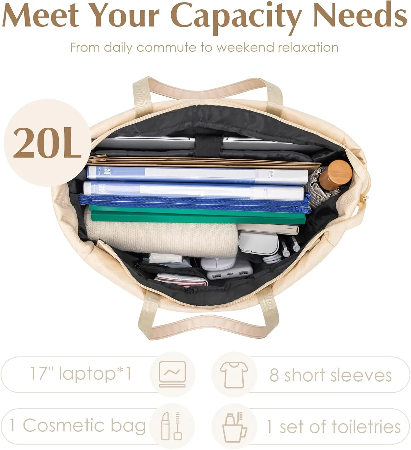 Tote Bag for Women with Compartments Large Laptop Crossbody Tote Bag Waterproof Shoulder Bag for Work Travel