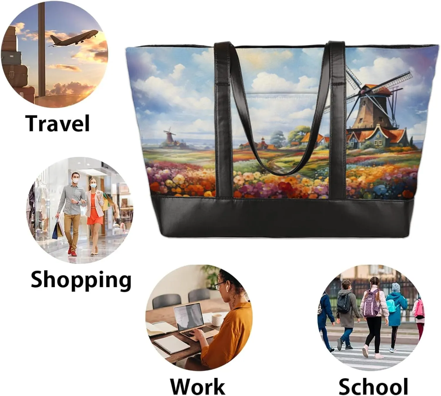 Tote Bag for Women with Zipper, Laptop Tote Bags Laptop Sleeve Case Shoulder Bag Messenger Bags
