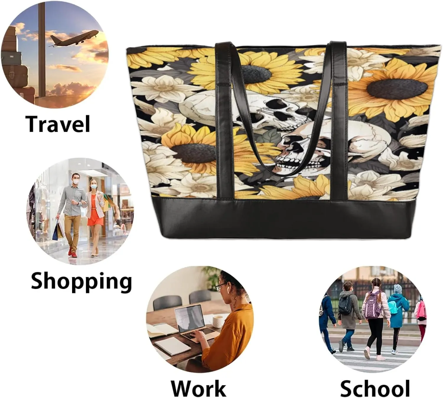 Tote Bag for Women with Zipper, Laptop Tote Bags Laptop Sleeve Case Shoulder Bag Messenger Bags