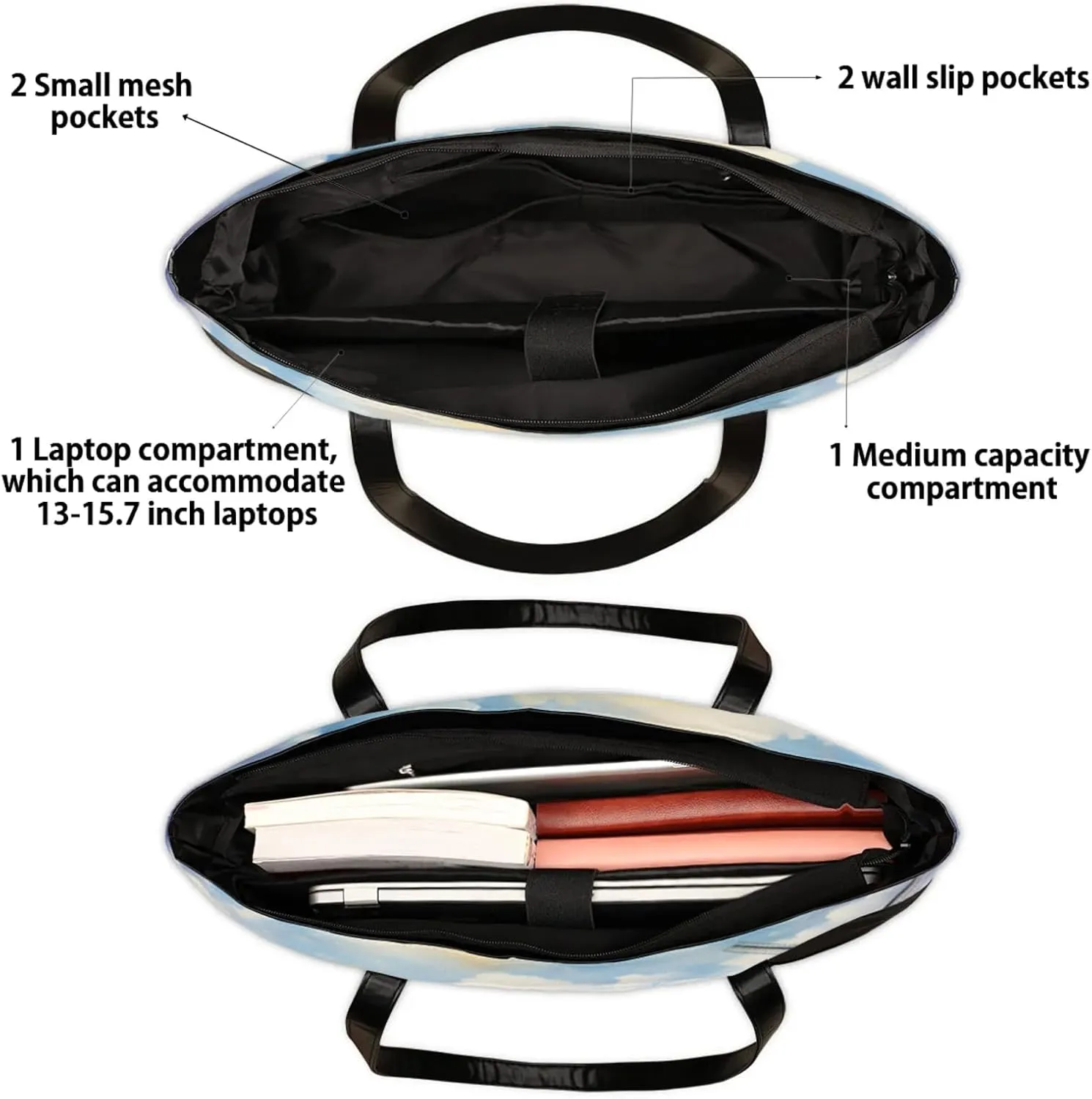 Tote Bag for Women with Zipper, Laptop Tote Bags Laptop Sleeve Case Shoulder Bag Messenger Bags