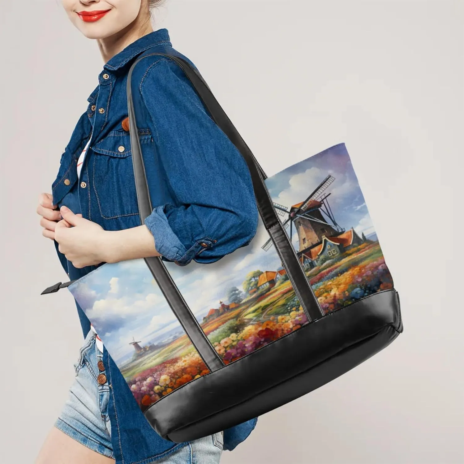 Tote Bag for Women with Zipper, Laptop Tote Bags Laptop Sleeve Case Shoulder Bag Messenger Bags