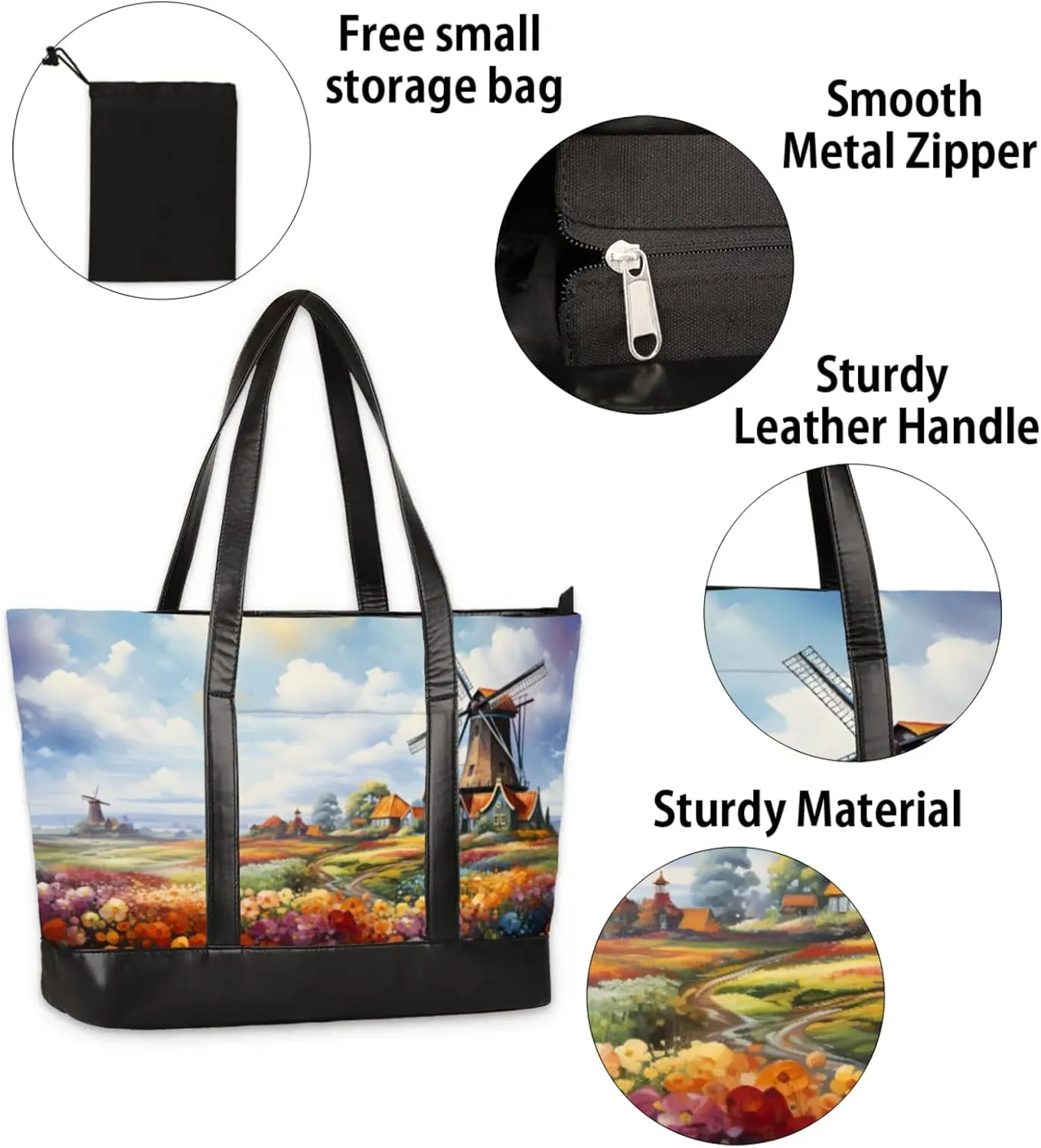 Tote Bag for Women with Zipper, Laptop Tote Bags Laptop Sleeve Case Shoulder Bag Messenger Bags