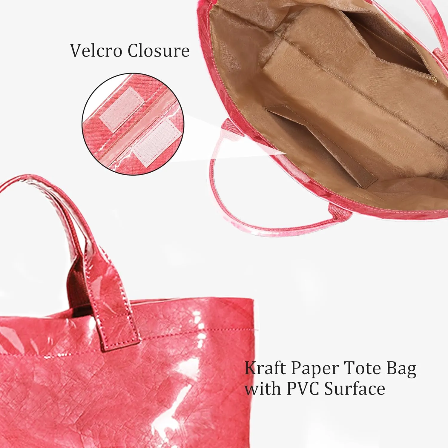 Tote Bag for Women,Large Work Tote Bag Clear Plastic Handbag PVC Letter Printed Bag Kraft Paper Hobo Bag with Handle