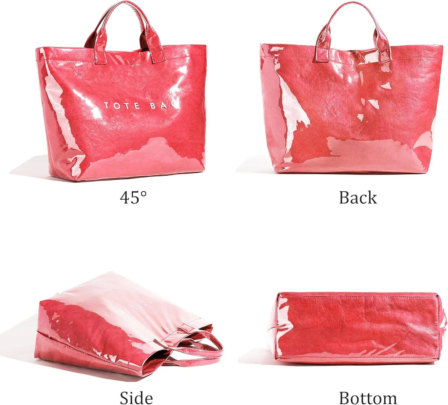 Tote Bag for Women,Large Work Tote Bag Clear Plastic Handbag PVC Letter Printed Bag Kraft Paper Hobo Bag with Handle