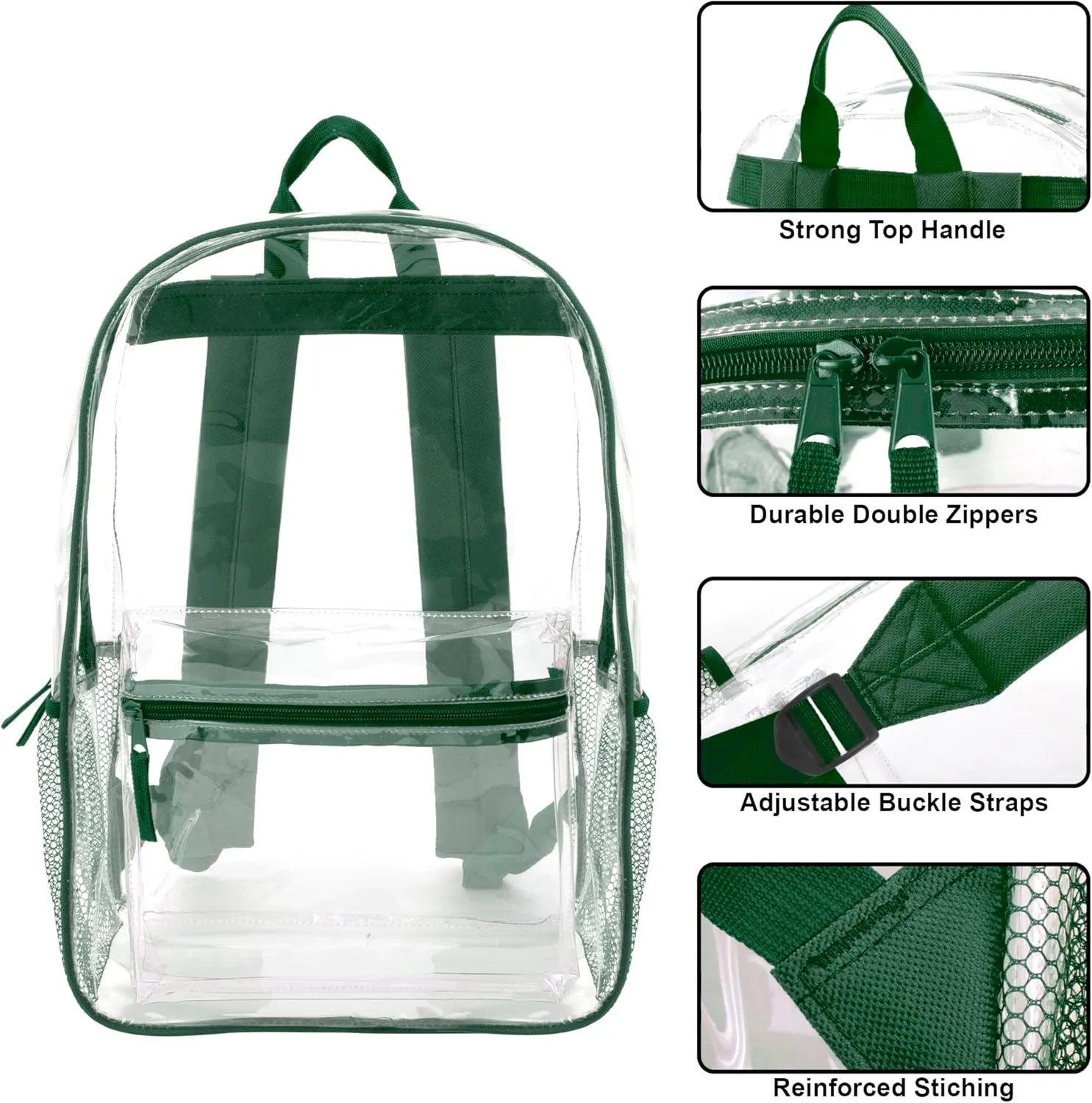 Trail maker Clear Backpack Heavy Duty with Padded Straps, Side Pockets for Kids, Boys, Girls, School, Stadium Approved Events