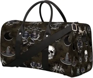 Travel Duffle Bag Gothic Skull Vintage Sports Gym Bags for Women Men Weekender Overnight Bags Waterproof Carry On Tote Bag Workout Bag for Dance Swimming Yoga Hospital