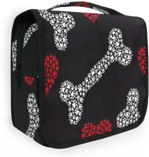 Travel Toiletry Bag Cosmetic Bag Bones and Hearts Portable Hanging Cosmetic Case Traveling With Leakproof Compartment Makeup Toiletries Cosmetic Organizer for Women Men