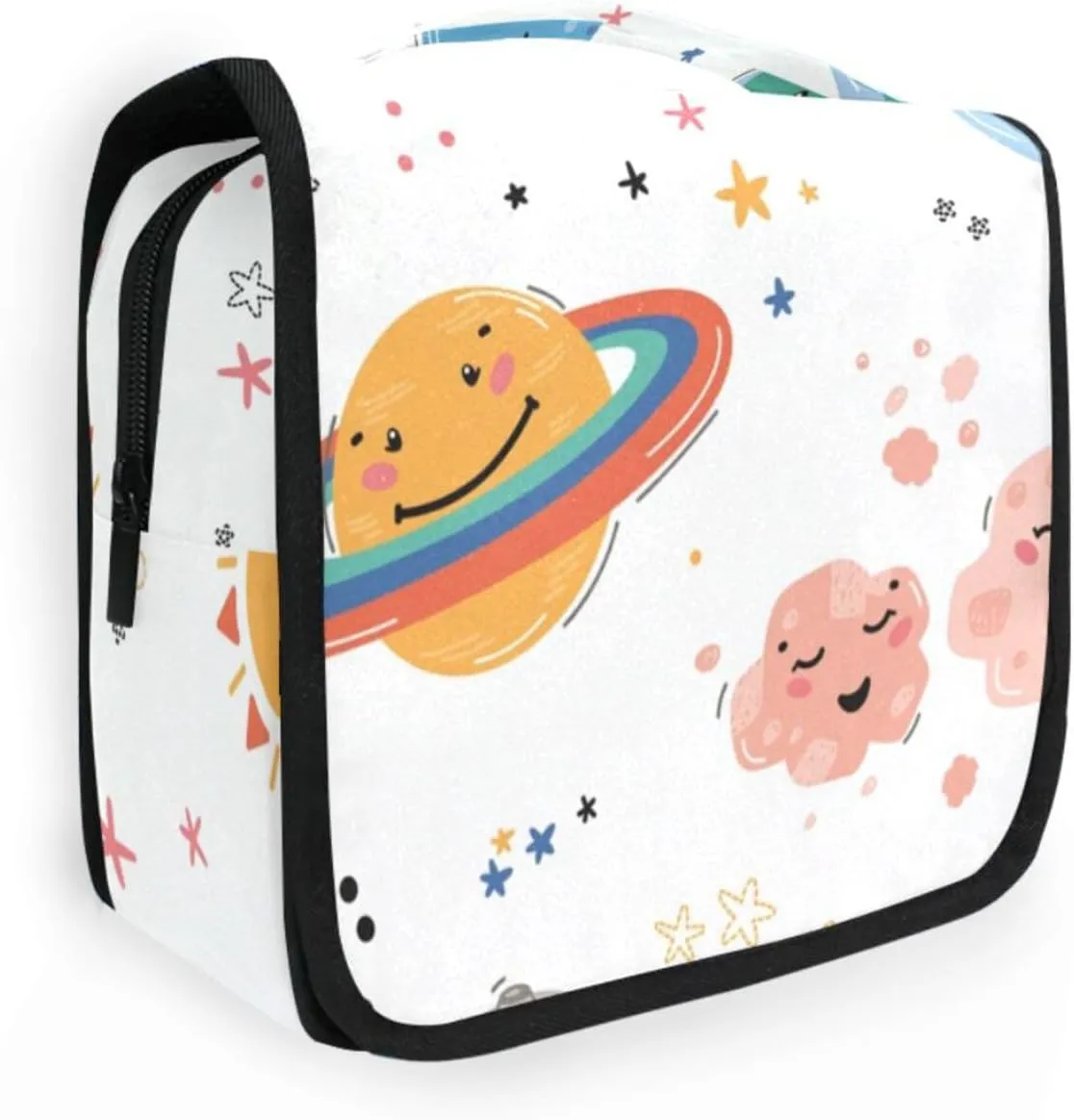 Travel Toiletry Bag Cosmetic Bag Cartoon Planets Sun Meteorite Stars Portable Hanging Cosmetic Case Traveling With Leakproof Compartment Makeup Toiletries Cosmetic Organizer for Men Women