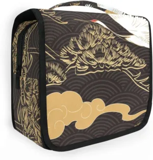 Travel Toiletry Bag Cosmetic Bag Crane Bird Portable Hanging Cosmetic Case Traveling With Leakproof Compartment Makeup Toiletries Cosmetic Organizer for Women Men