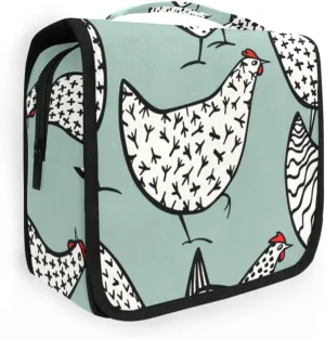 Travel Toiletry Bag Cosmetic Bag Funny Chickens Hens Portable Hanging Cosmetic Case Traveling With Leakproof Compartment Makeup Toiletries Cosmetic Organizer for Men Women