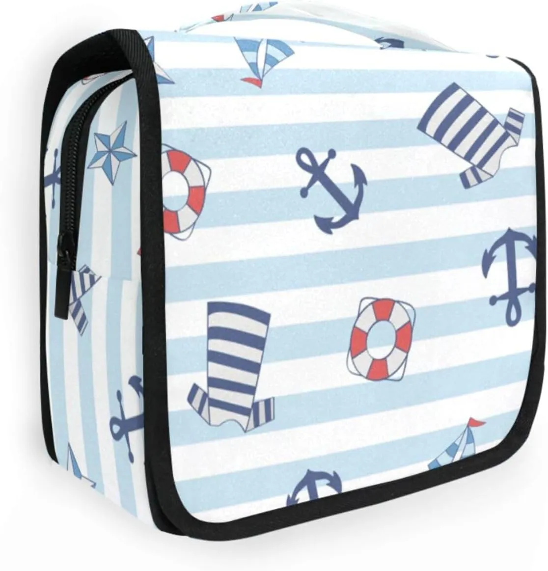 Travel Toiletry Bag Cosmetic Bag Sailor Stripe Anchor Float Portable Hanging Cosmetic Case Traveling With Leakproof Compartment Makeup Toiletries Cosmetic Organizer for Men Women
