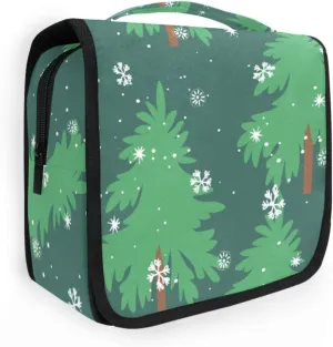 Travel Toiletry Bag Cosmetic Bag Winter Christmas Tree Portable Hanging Cosmetic Case Traveling With Leakproof Compartment Makeup Toiletries Cosmetic Organizer for Women Men