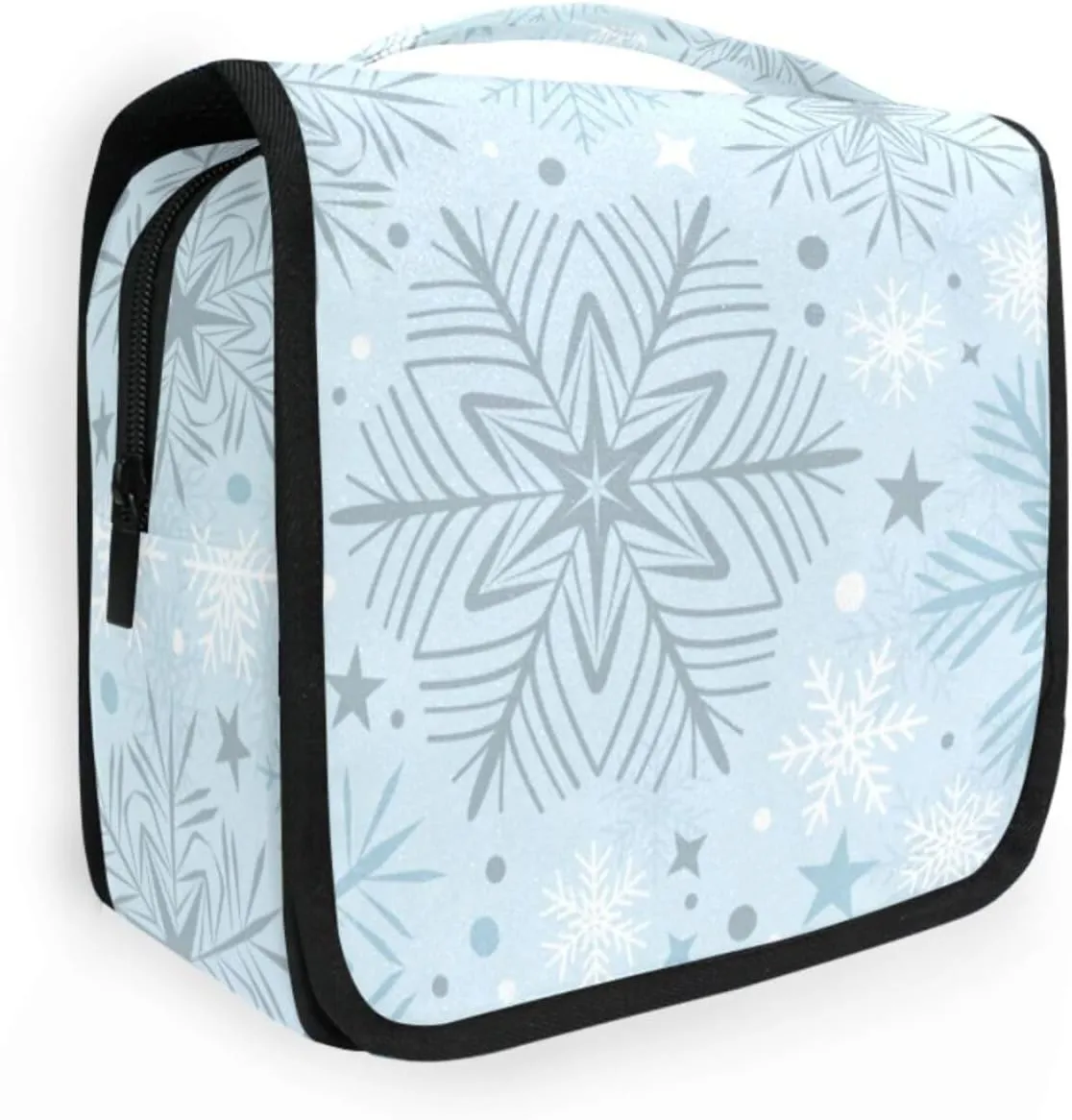 Travel Toiletry Bag Cosmetic Bag Winter Snowflakes Portable Hanging Cosmetic Case Traveling With Leakproof Compartment Makeup Toiletries Cosmetic Organizer for Women Men