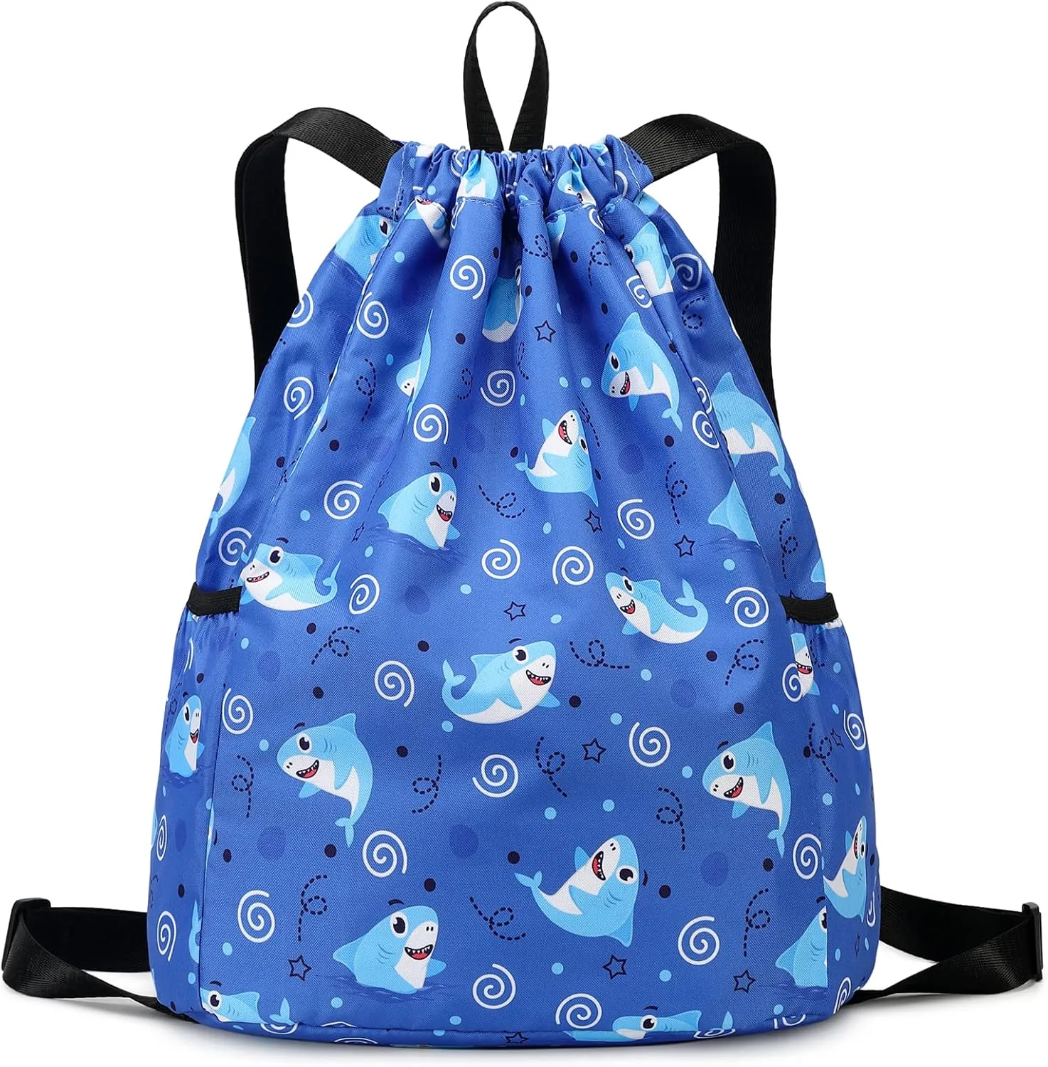 Trendy Drawstring Backpack for Kids - Fun and Functional Gym Dance Beach Swim Travel Bag with Two Water Bottle Holders