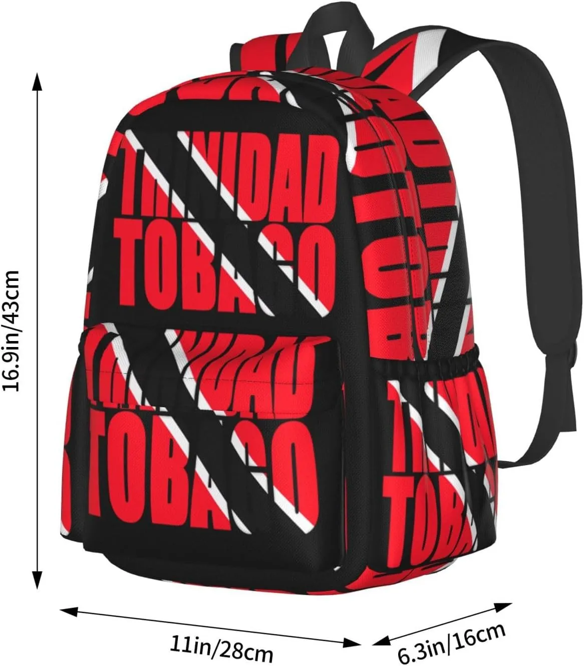 Trinidad and Tobago Flag Large Travel Backpack Casual Backpacks Laptop Daypack Working Rucksack Lightweight Back Pack Sports Bag with Adjustable Shoulder Strap