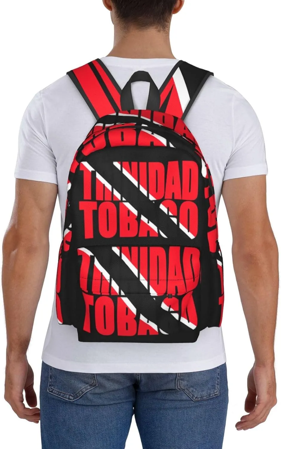 Trinidad and Tobago Flag Large Travel Backpack Casual Backpacks Laptop Daypack Working Rucksack Lightweight Back Pack Sports Bag with Adjustable Shoulder Strap