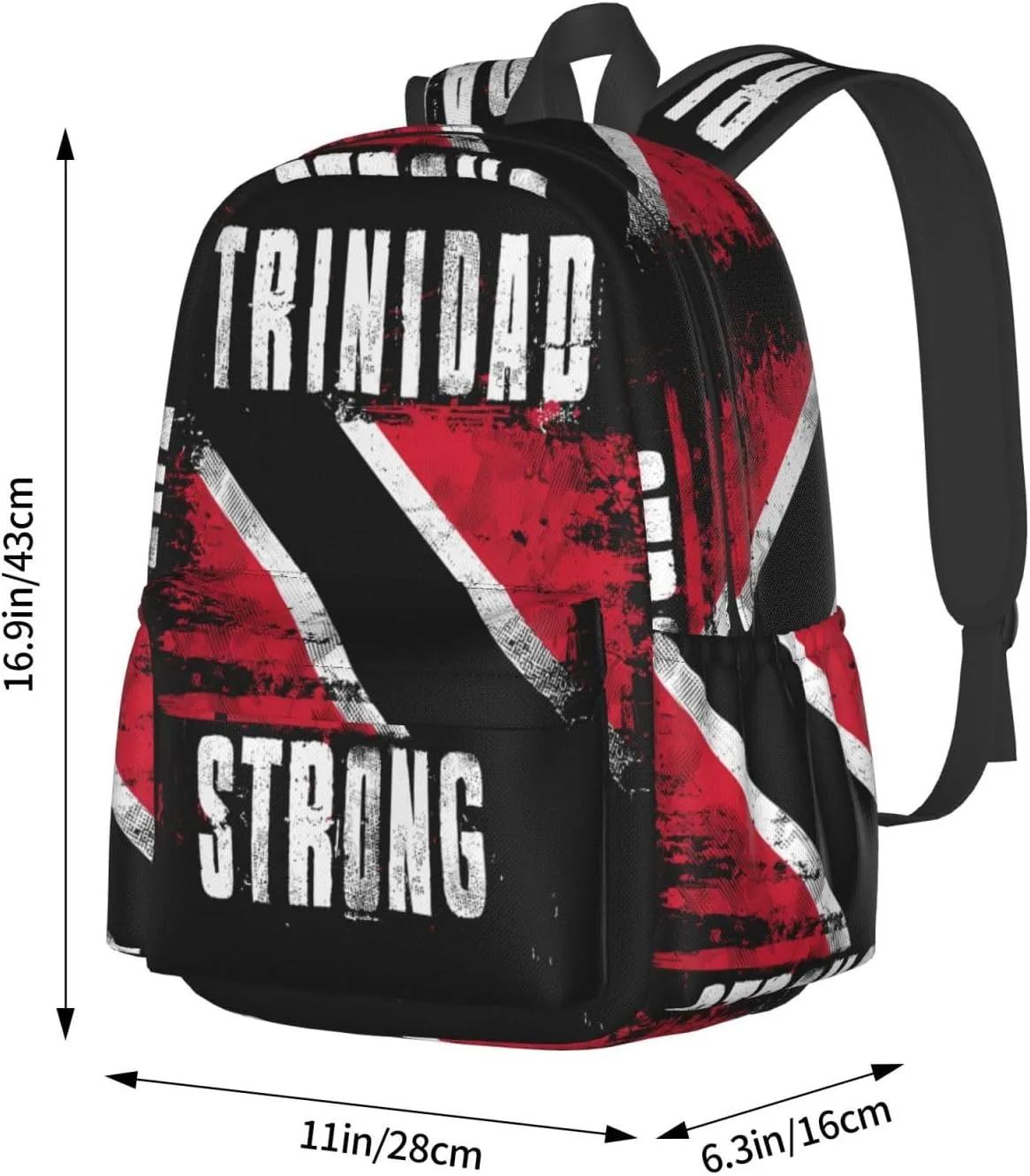 Trinidad Strong Vintage Graffiti Flag Large Travel Backpack Casual Backpacks Laptop Daypack Working Rucksack Lightweight Back Pack Sports Bag with Adjustable Shoulder Strap