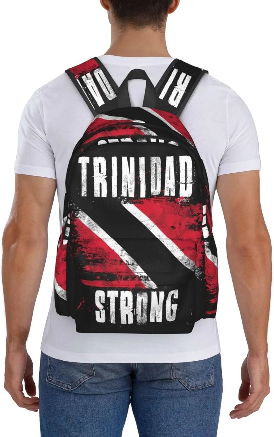 Trinidad Strong Vintage Graffiti Flag Large Travel Backpack Casual Backpacks Laptop Daypack Working Rucksack Lightweight Back Pack Sports Bag with Adjustable Shoulder Strap