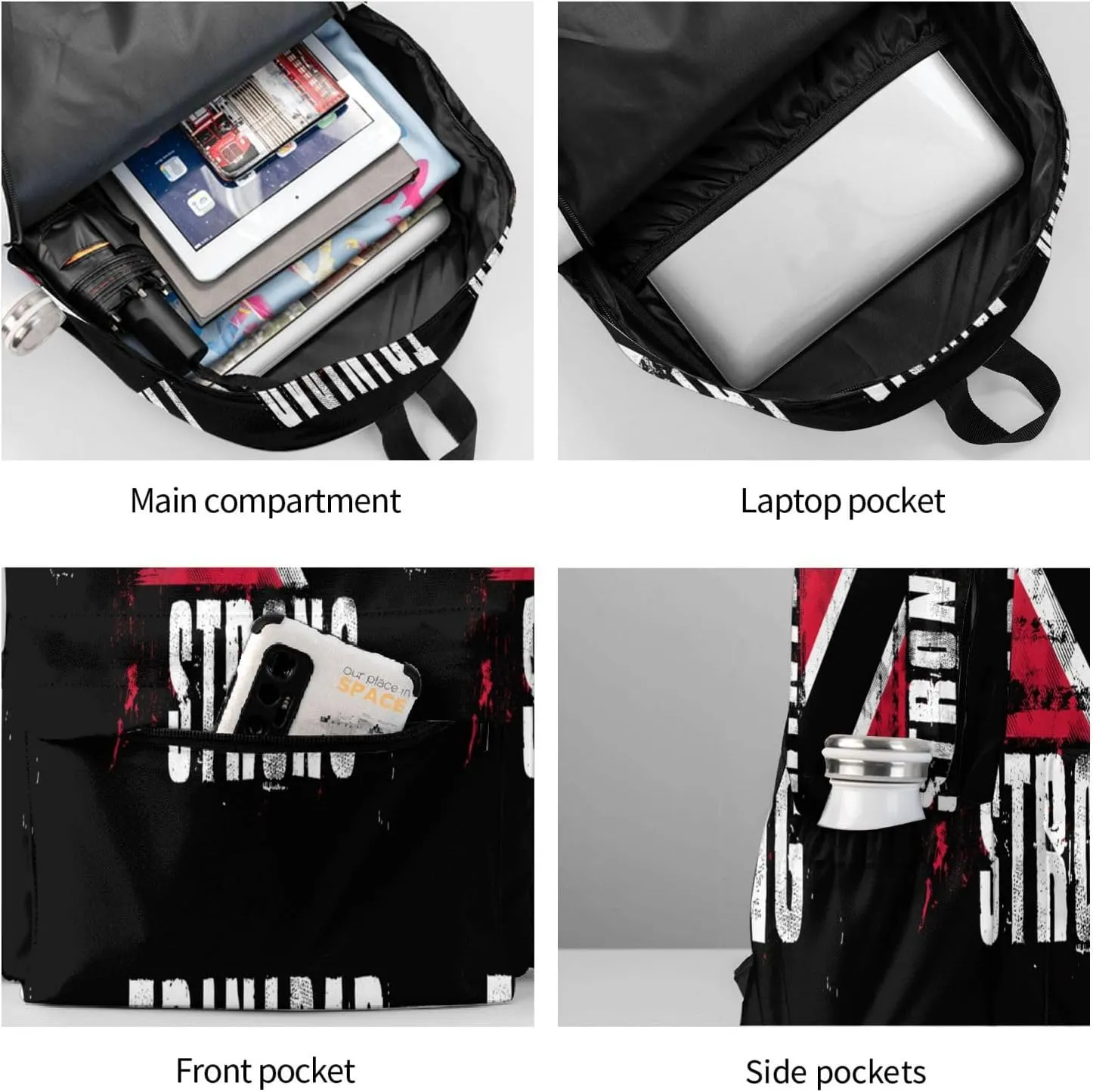 Trinidad Strong Vintage Graffiti Flag Large Travel Backpack Casual Backpacks Laptop Daypack Working Rucksack Lightweight Back Pack Sports Bag with Adjustable Shoulder Strap