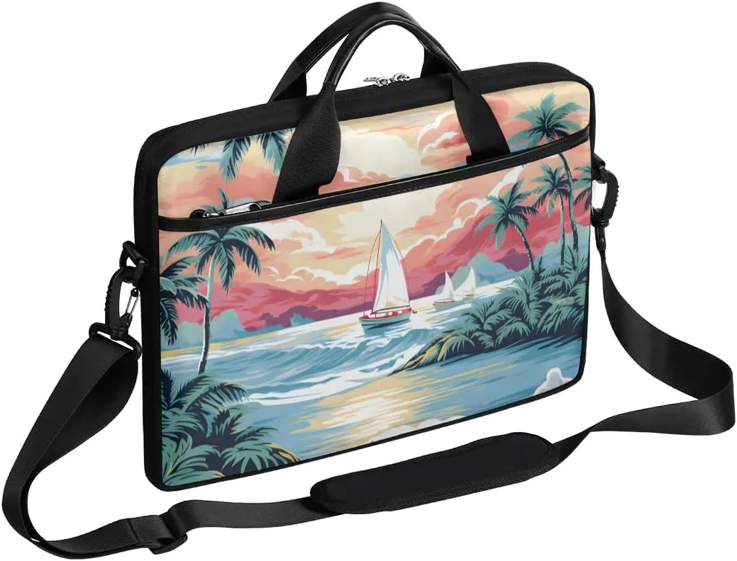 Tropical Beach 15 Inch Laptop Bag Women Men Laptop Carrying Case