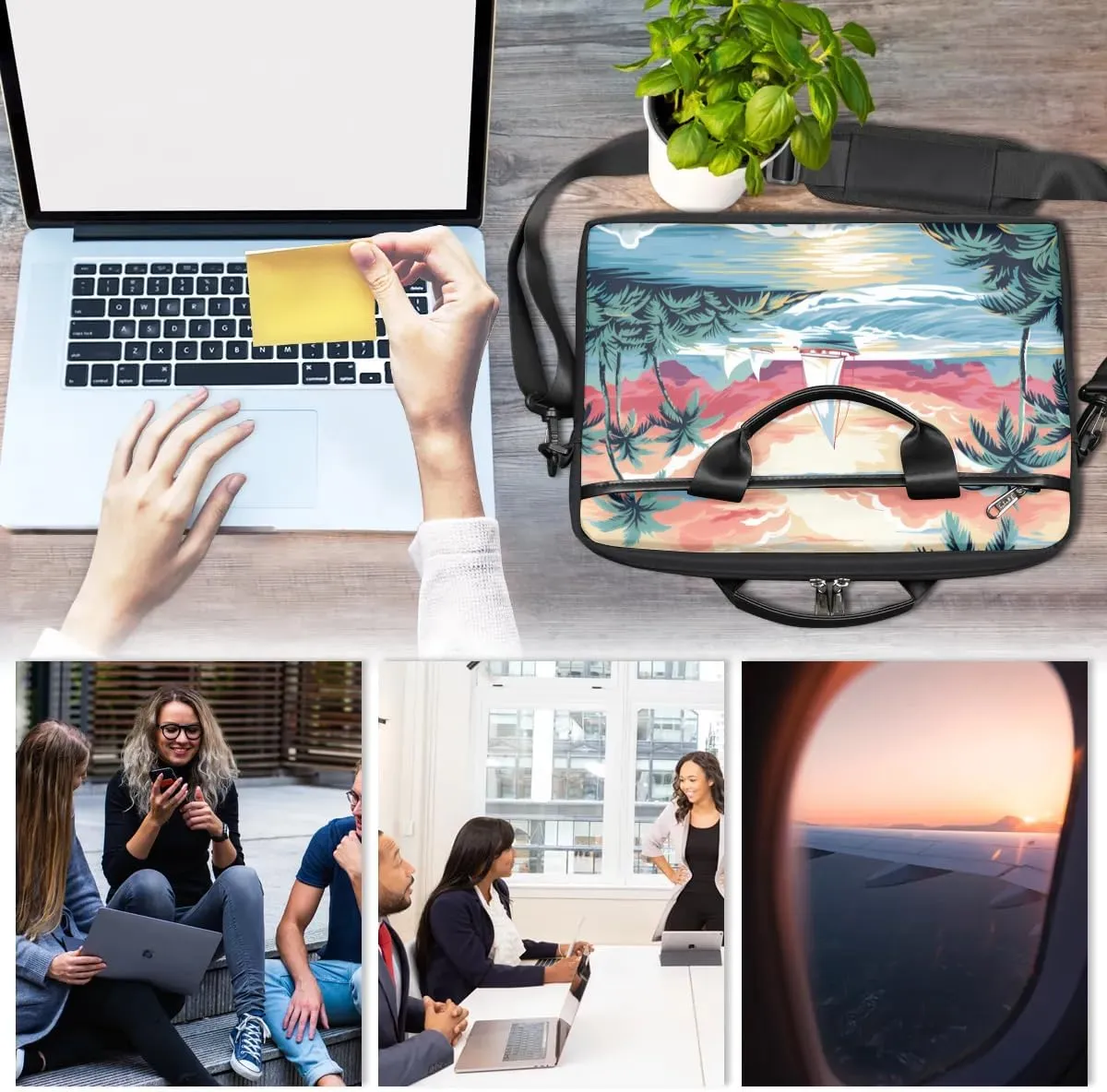 Tropical Beach 15 Inch Laptop Bag Women Men Laptop Carrying Case