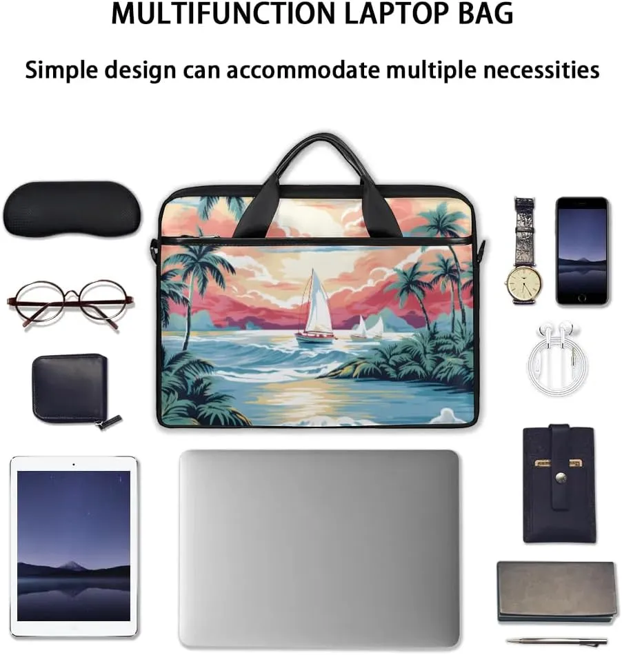 Tropical Beach 15 Inch Laptop Bag Women Men Laptop Carrying Case