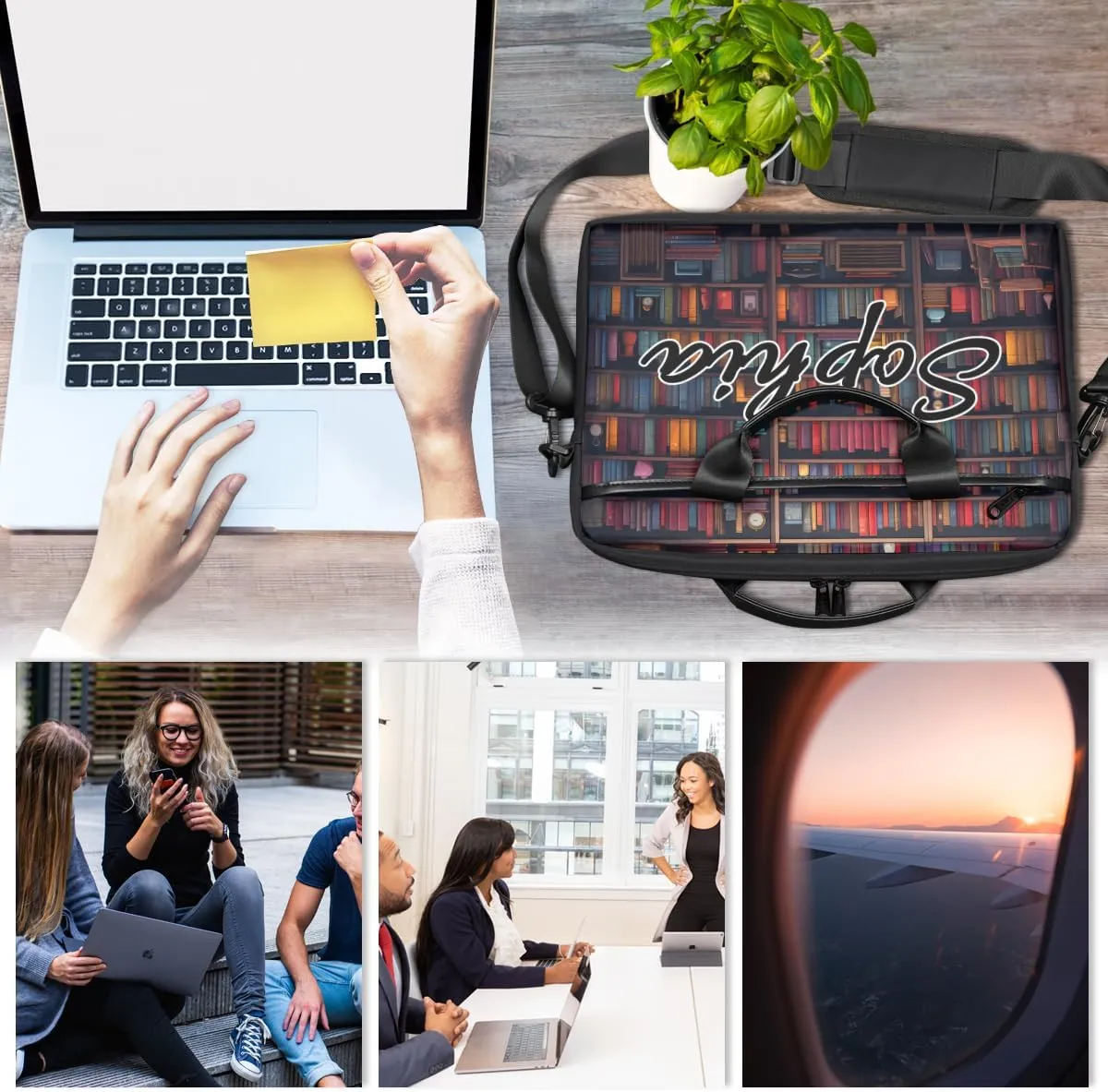 TropicalLife Personalized Laptop Bag 15 Inch Custom Sleeve Case with Handle Shoulder Strap Computer Messenger Bag