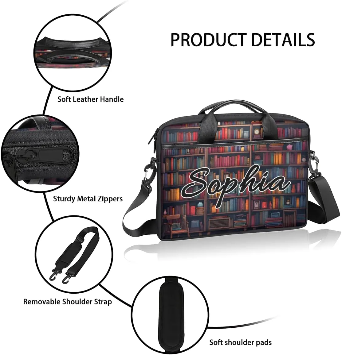 TropicalLife Personalized Laptop Bag 15 Inch Custom Sleeve Case with Handle Shoulder Strap Computer Messenger Bag