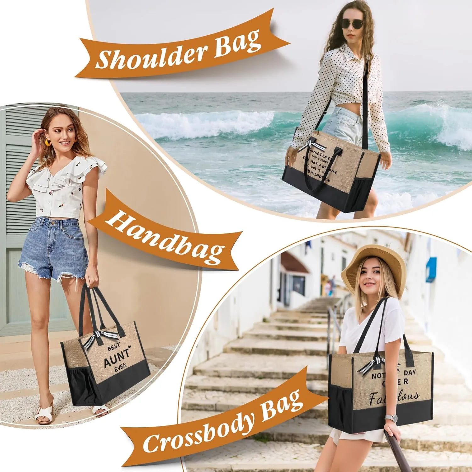 TRSODD Teacher Appreciation Gifts Birthday Gifts for Women Personalized Teacher Jute Tote Bag and Makeup Bag Set