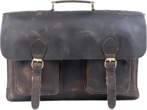 TUZECH Retro Buffalo Hunter Leather Laptop Messenger Bag Office Briefcase College Bag Leather Bag for Men and Women