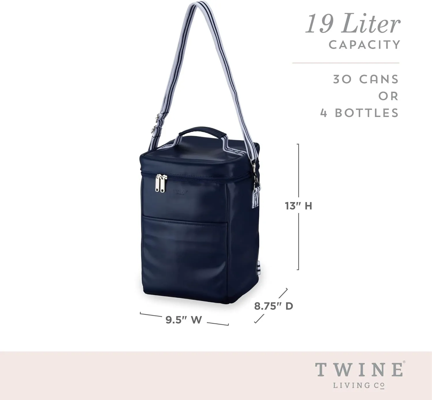 Twine Insulated Wine Tote with Adjustable Shoulder Straps and Front Pocket-Waterproof Cooler Backpack Perfect for Picnic, Camping, Beach, Hiking, Outdoor Party, Road Trips, Set of 1, Blue