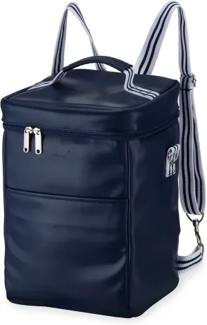 Twine Insulated Wine Tote with Adjustable Shoulder Straps and Front Pocket-Waterproof Cooler Backpack Perfect for Picnic, Camping, Beach, Hiking, Outdoor Party, Road Trips, Set of 1, Blue