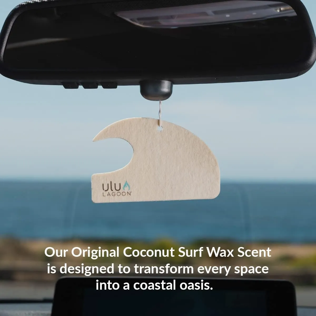 ulu Lagoon Hanging Car Air Freshener | Tropical Beach Coconut Surf Wax Scent Mini Wave | Long Lasting Car Freshener, Closet and Beyond | Made In USA | 3 Pack (White)