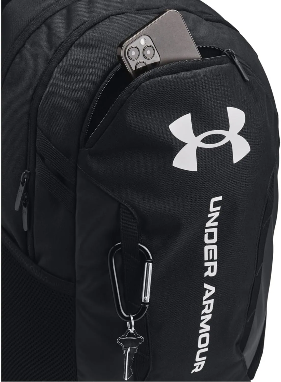 Under Armour Unisex-Adult Hustle 6.0 Backpack, (002) Black/Black/White, One Size Fits Most
